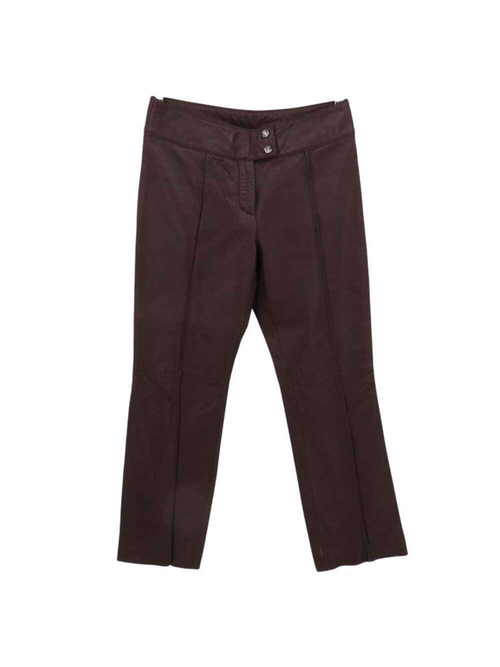Siena Studio Women 6 Burgundy Red Genuine Leather Front Seam Trouser Pants